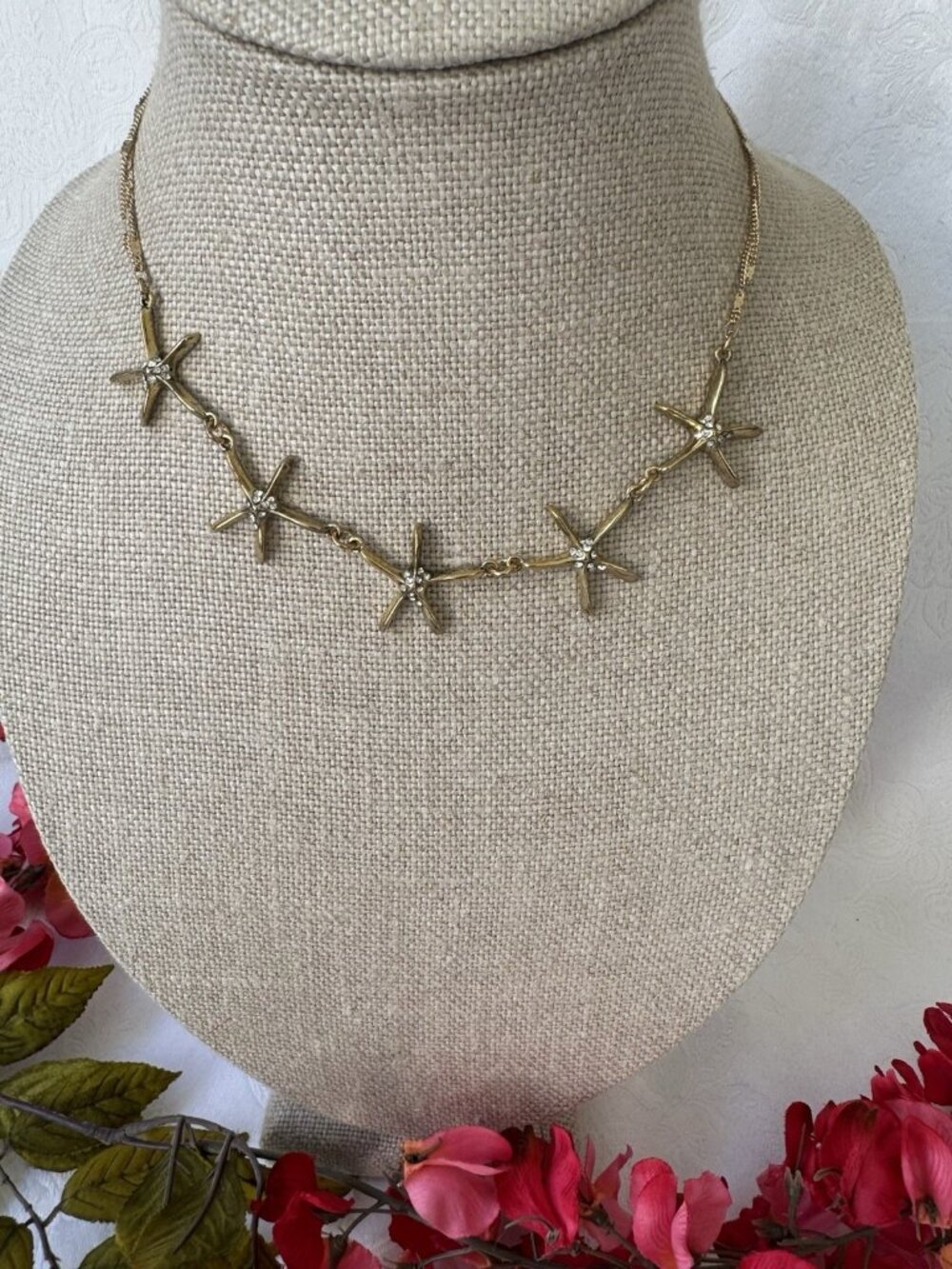 Vera Bradley Crystal Star GoldTone Starfish Charm Chain Necklace 17" NEW